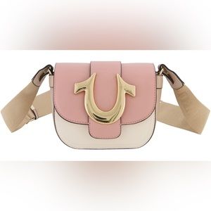 True Religion - Crossbody Mini Horseshoe Bag - Pink/Brown/White